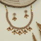 Lattice fringe antique necklace with compact grid band and clustered drop hangings