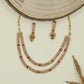Double chain antique necklace with leaf links and parallel strand layout