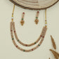 Double chain antique necklace with leaf links and parallel strand layout