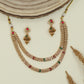 Chevron chain antique necklace with double strand drape and textured link pattern