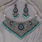 Handcrafted Floral Crytal Choker Necklace with Teardrop Stone Pendant